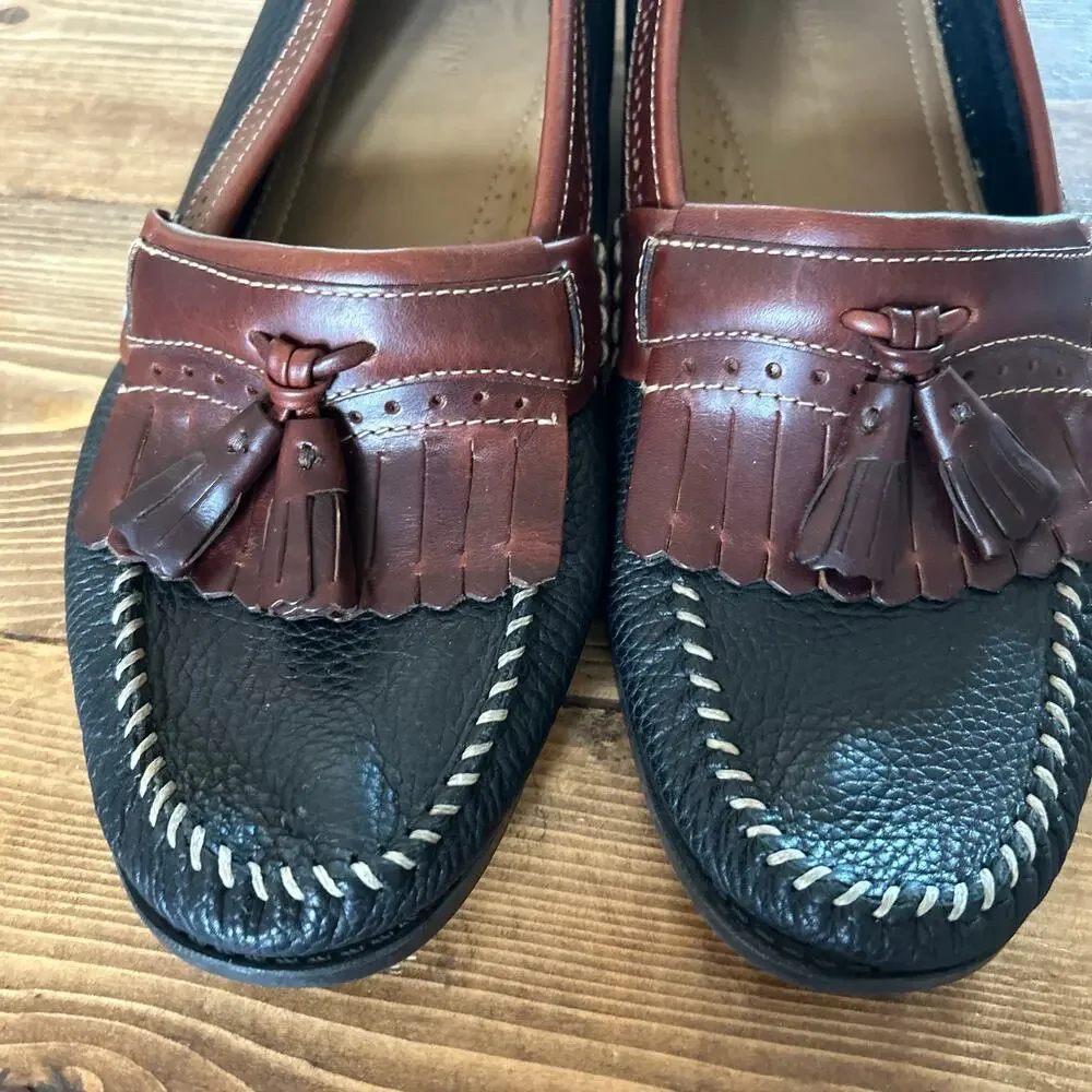 Weejuns G.H. Bass & Co Mens Size 9 Black & Brown Leather Kiltie Tassel Loafers